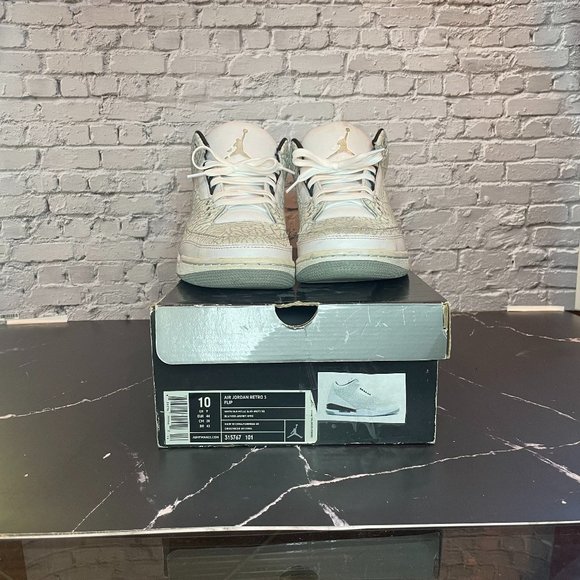 Size 10 - Jordan 3 (III) Retro White 'Flip' Men's - 315767-101 (2007) - Picture 1 of 7